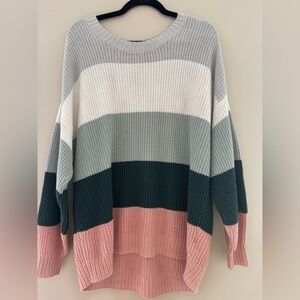 Hollister Women's Colorblock Sweater - Pink, Green, Gray